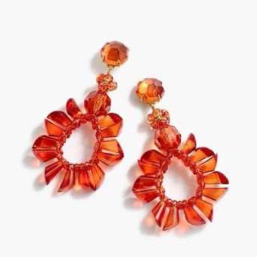 J Crew Vibrant Flame Wreath Earring Oversized Statement Chandelier Jewelry